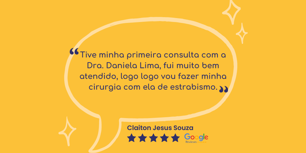 imagem de um depoimento retirado do perfil do google meu negócio da doutora daniela lima oftamologista pediatrico